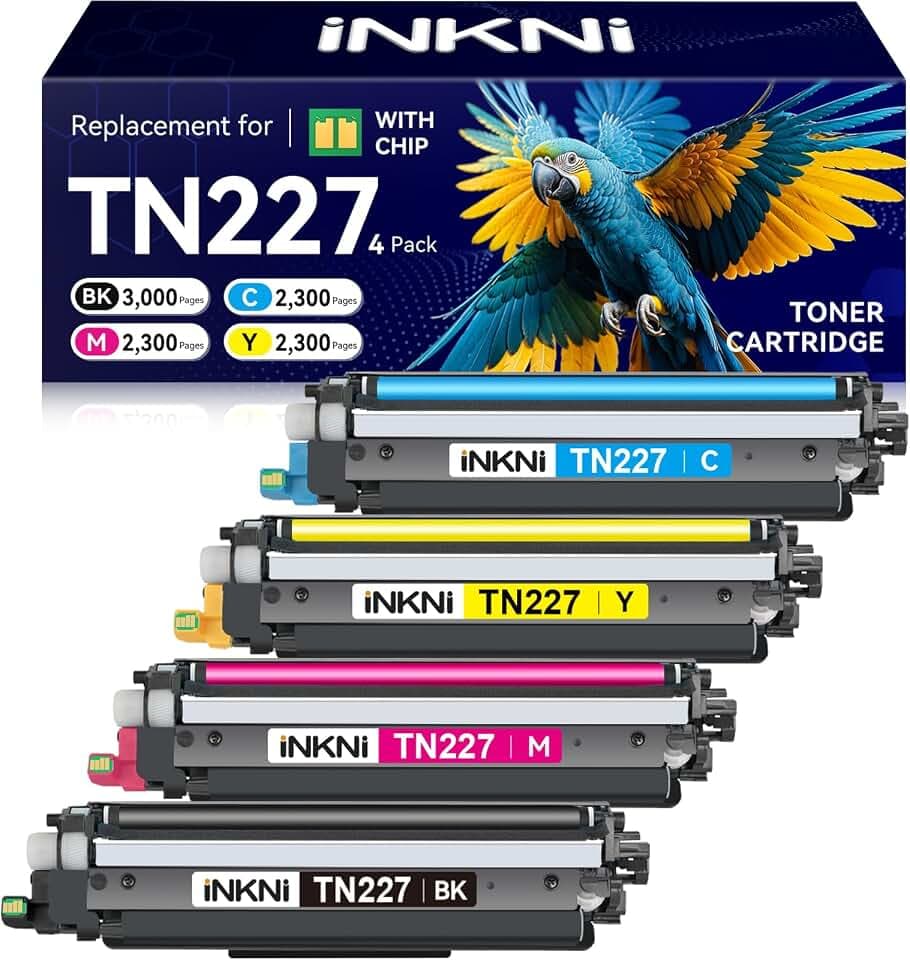 TN227 TN-227BK/C/M/Y High Yield Toner Cartridge 4 Pack TN 227 TN-227 TN223