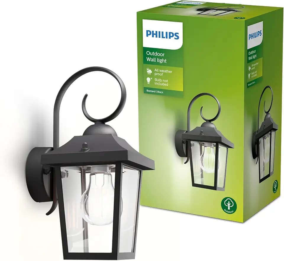 PHILIPS Buzzard Außen-Wandleuchte, Outdoor-Lampe, Aluminium, Schwarz