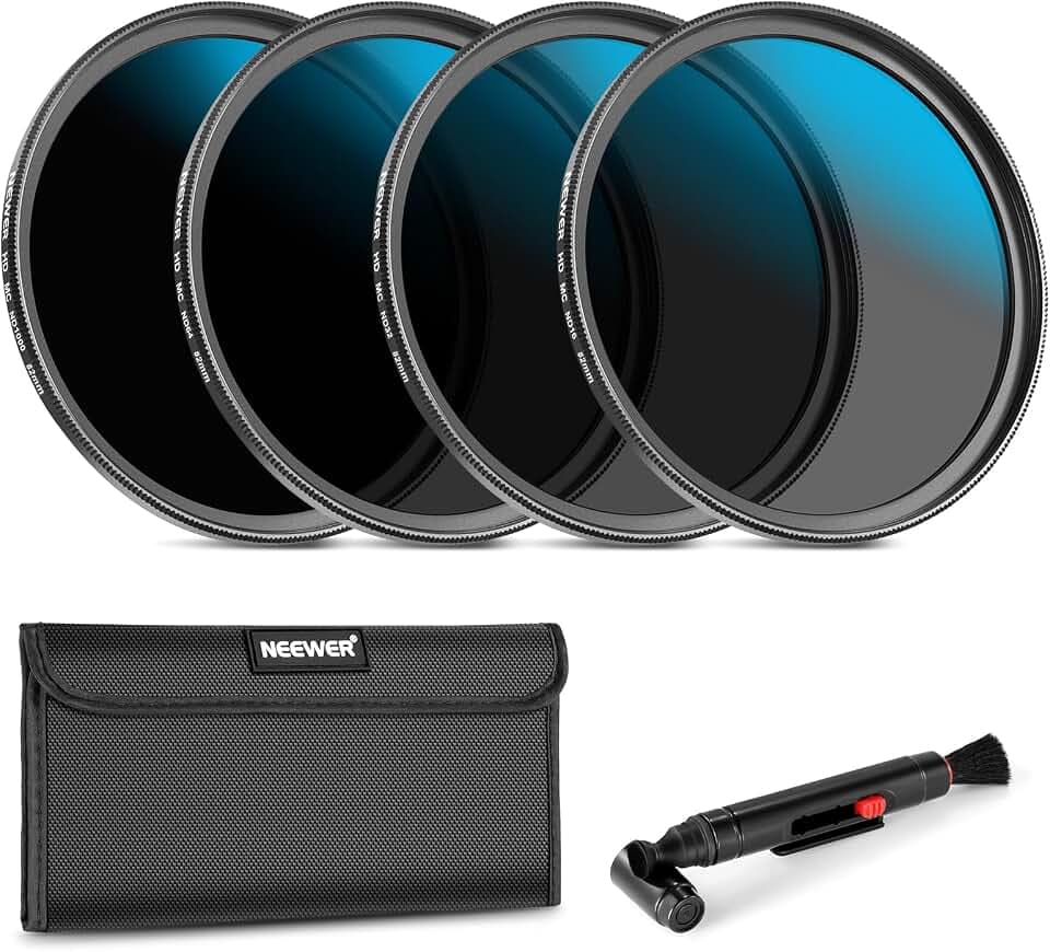 NEEWER 82mm ND Filter Set, ND16/ND32/ND64/ND1000, Linsen Reinigungsstift, Filtertasche, HD Filter Zubehörsatz, kompatibel mit Canon Nikon Sony Kamera Objektiv