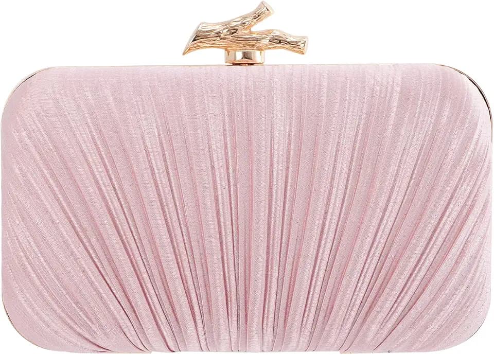 Freie Liebe Clutch Purses for Women Evening Bag Pleated Clutch Bag with Chain for Wedding Party