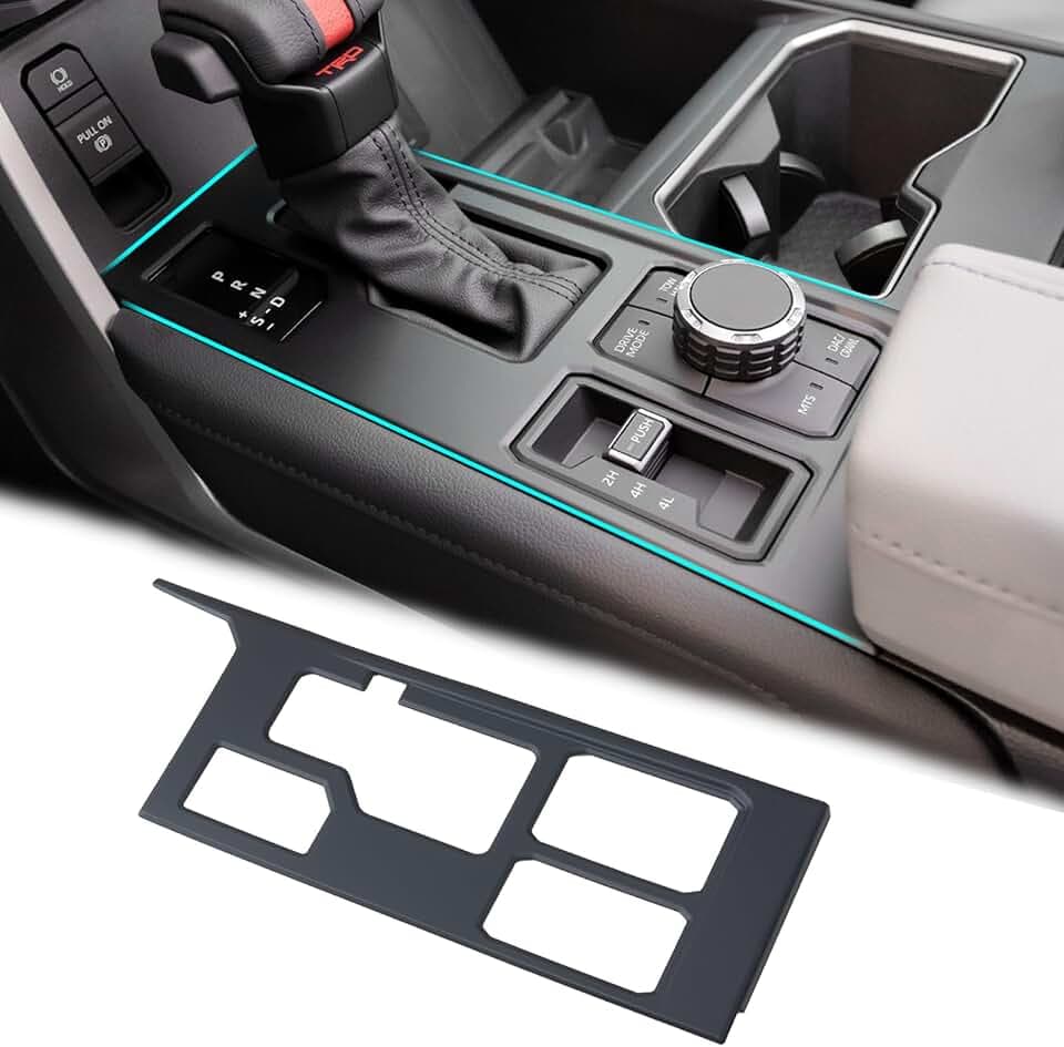 JDMCAR Central Control Gear Shift Panel Trim Cover Compatible with 2022-2026 2027 Toyota Tundra/Sequoia Accessories, Gear Shift Control Anti-Scratch Panel Decorative Sticker -Matte Black