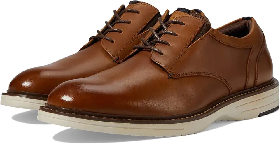 Nunn Bush Griff Plain Toe Oxford Lightweight and Comfortable for All Occasions Leather Lace Up