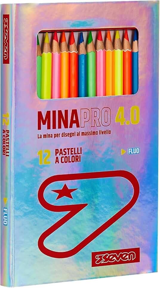 Seven Buntstifte Kinder Set, Farbstifte mit 4.0 Mine, Glitzereffekt, metallische Farbe mit Namensschild, ideal für die Schule, Geschenkidee Mädchen Jungen, 12er-Pack