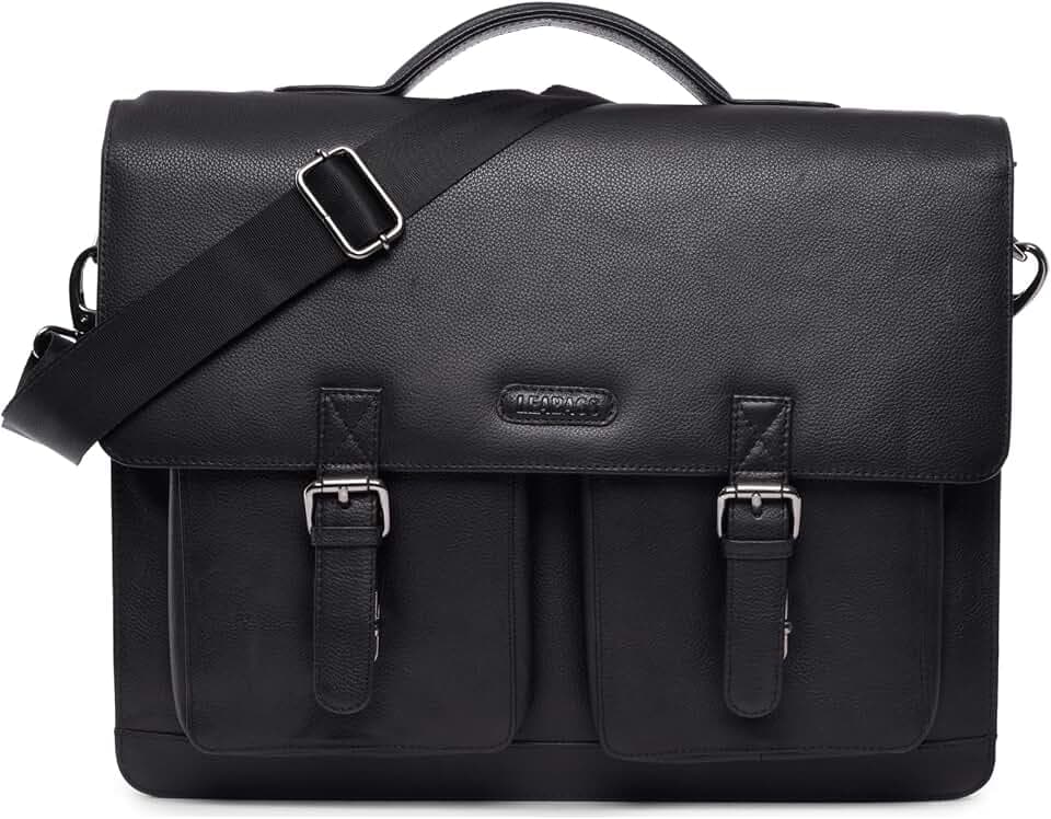 LEABAGS Leder Aktentasche Herren & Damen I Echtleder Laptoptasche bis 15 Zoll I Umhängetasche mit Schultergurt I Schultertasche I Messenger Bag I Arbeitstasche I Lehrertasche