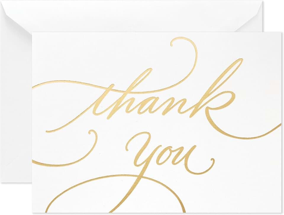 Hallmark Dankeskarten für Hochzeit, Babyparty, Brautparty (Goldfolien-Schrift, 100 Dankeskarten und Umschläge)