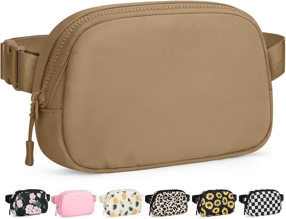 Pritent Fanny Packs for Women Crossbody Belt Bag With Zipper Back Pocket