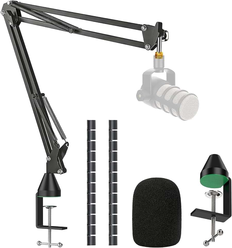 YOUSHARES Mikrofonarm für Rode PodMic & PodMic USB - Profi Microphone Arm Ständer inklusive Schaumstoff-Popschutz und robuster Tischklemme, ideal für den Einsatz in Podcasts, Streaming und Gaming