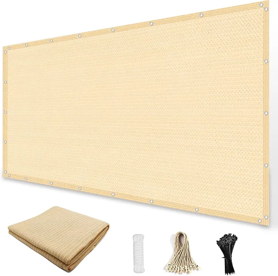 Amagenix 90% Sun Shade Cloth with Grommets, 6' x 12' Pergola Replacement Shade Cover Canopy Privacy Screen for Outdoor Patio Garden, Wheat (We Customized)