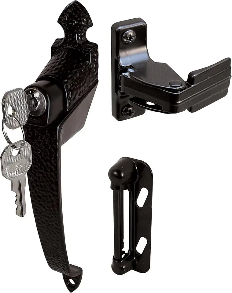 Prime-Line 1-3/4", Black, Colonial Push Button Lock w/Key (Single Pack)