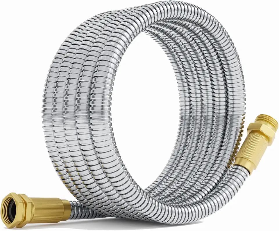 Garden Hose - Short Water Leader Metal Hose 3 FT with Female to Male Fitting, Flexible, Heavy Duty Hose Extension for Outdoor Hose Reel、Dehumidifier、RV、304 Stainless Steel