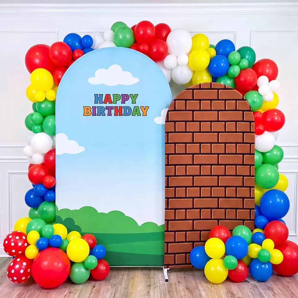 2 Set Video Game Arch Backdrop Covers Stretchy Fabric