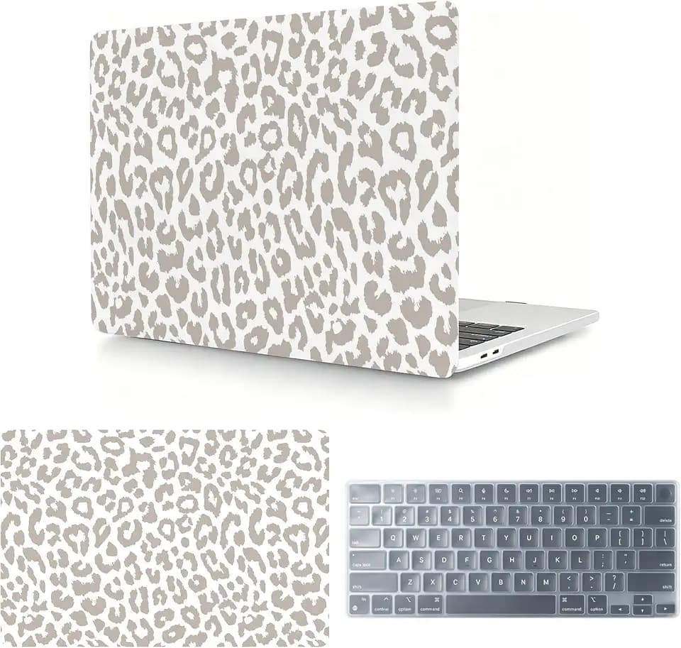 Compatible with MacBook Neo Case 13 inch 2026 Model A3404 with A18 Pro Chip Case,Sturdy Protective Laptop Hard Shell &Keyboard Cover,Laptop Hard Shell (Light Gray Leopard Print)