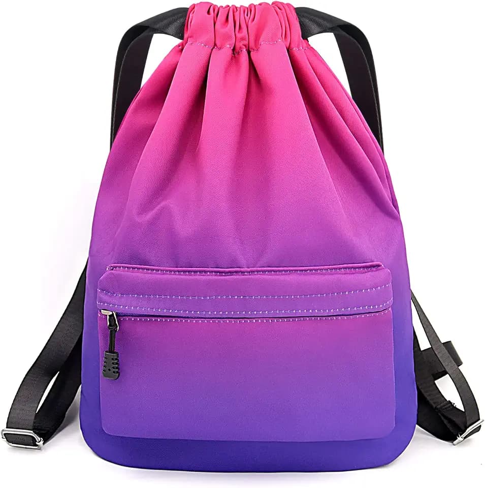WenYa Schwimmtaschen für Mädchen, Schwimmrucksack mit breiten Trägern, Schwimmkordelzug, wasserdichte Taschen für Kinder, Sport, Fitnessstudio, Yoga