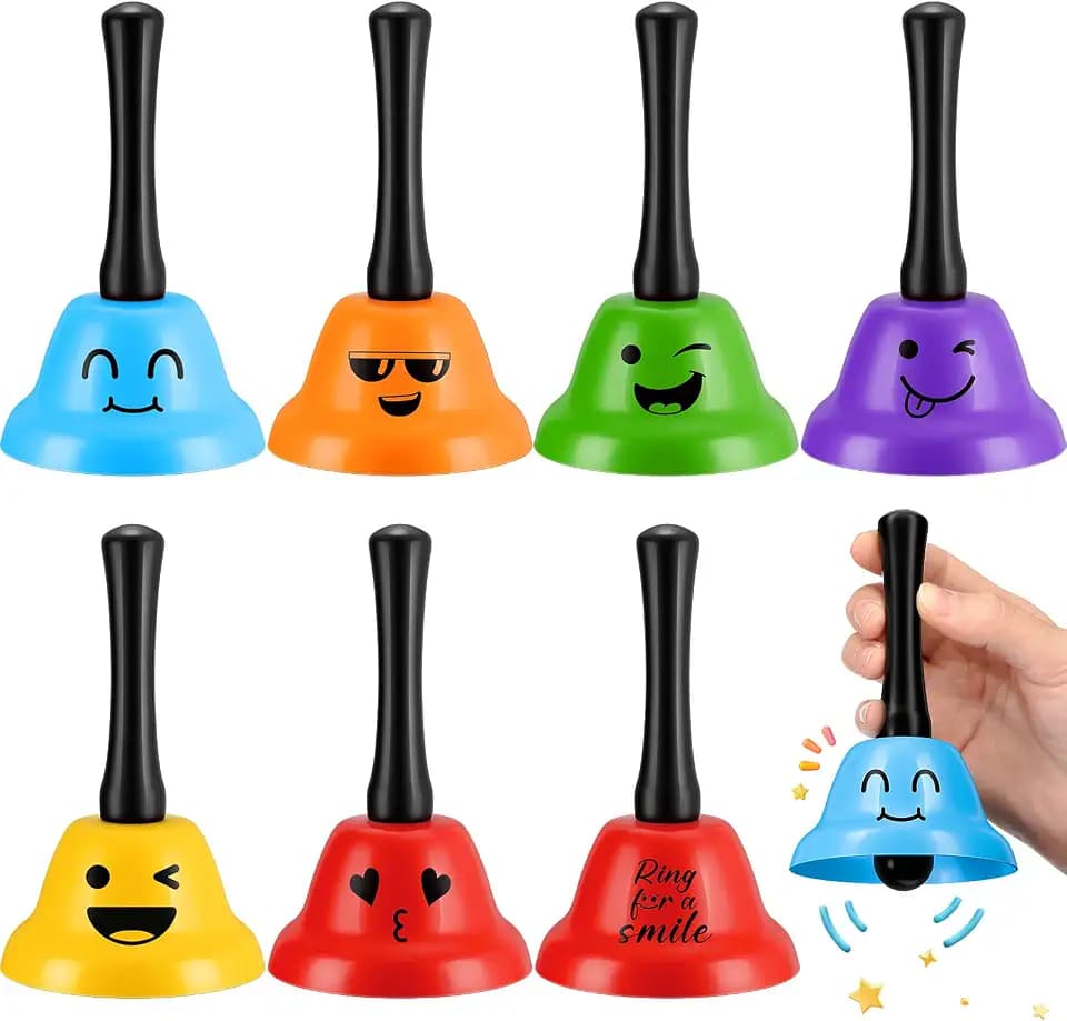 MorningRo 6 Pcs Call Bell Ring Service Hand Bell Smile Ringing, 6 Color