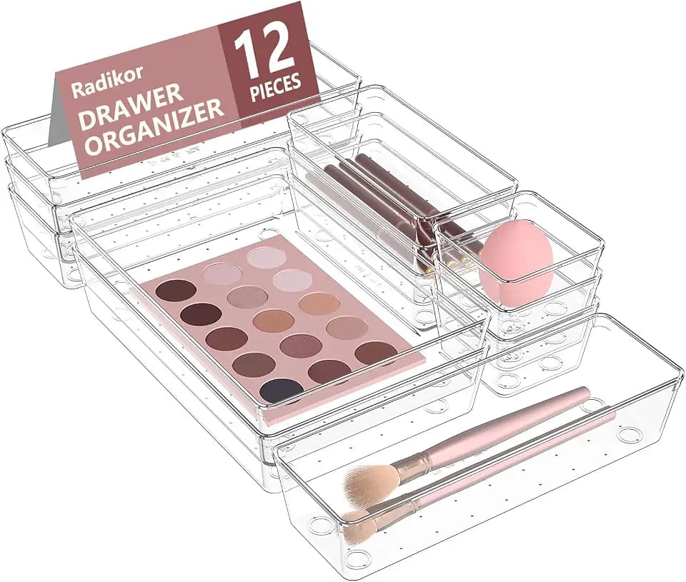 Radikor Schubladen Organizer 12-teilig, Schminktisch Organizer 4 Größen