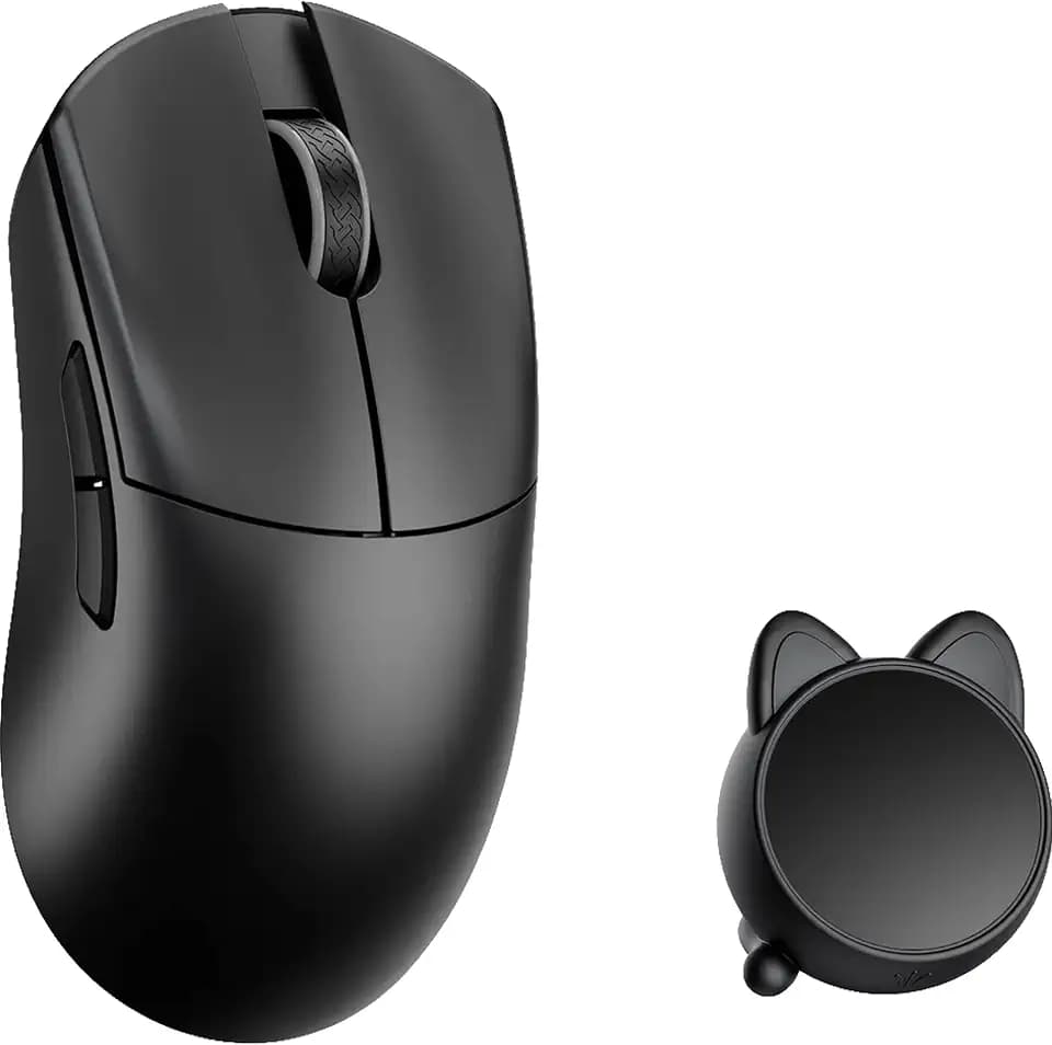 WLMOUSE Huan 48g Ultra-Lightweight Magnesium Alloy Gaming Mouse,8K Voice & Display Receiver, Dual 8K Wireless/Wired, PAW3950HS Sensor, RGB Wheel Lighting, Nordic 54H20 (Balck(OM Switch))