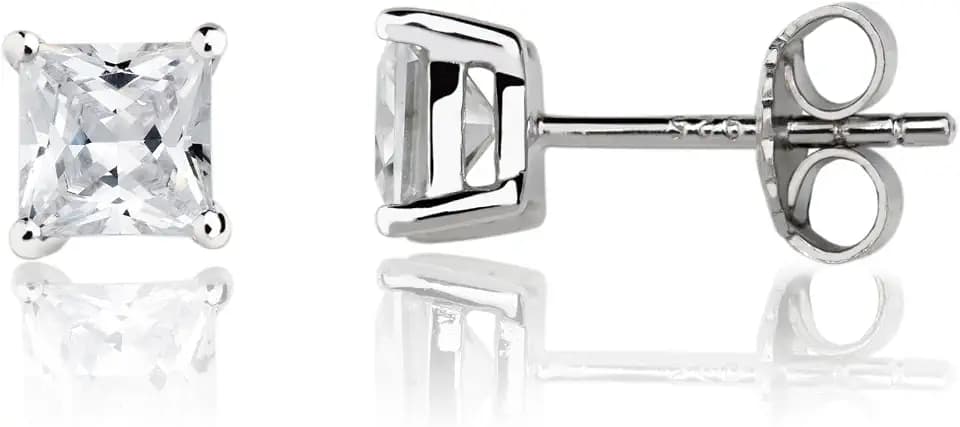 Ankra Damen-Steckerohrringe 5mm breit quadratisch rhodiniert aus 925er Sterling Silber 2VNAKRJ-ER0014