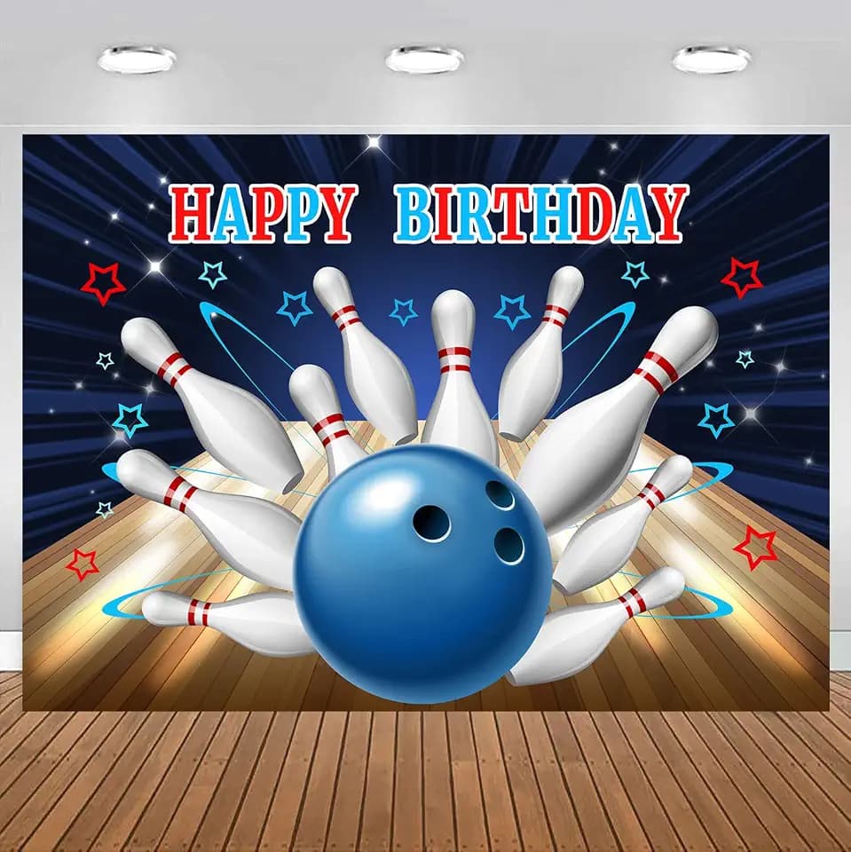 InMemory Bowling Happy Birthday Backdrop Let's Strike Up Sport Banners