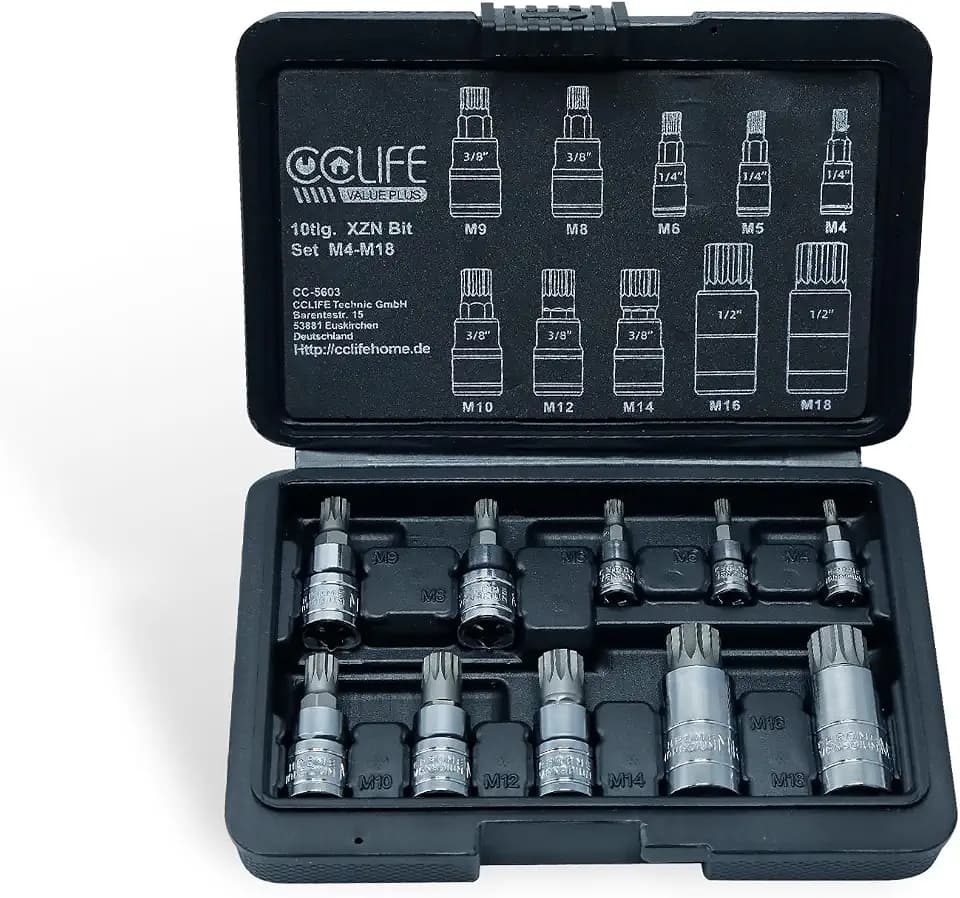 CCLIFE Vielzahn Satz Nuss M4-M18 bit set 10tlg xzn innenvielzahn S2