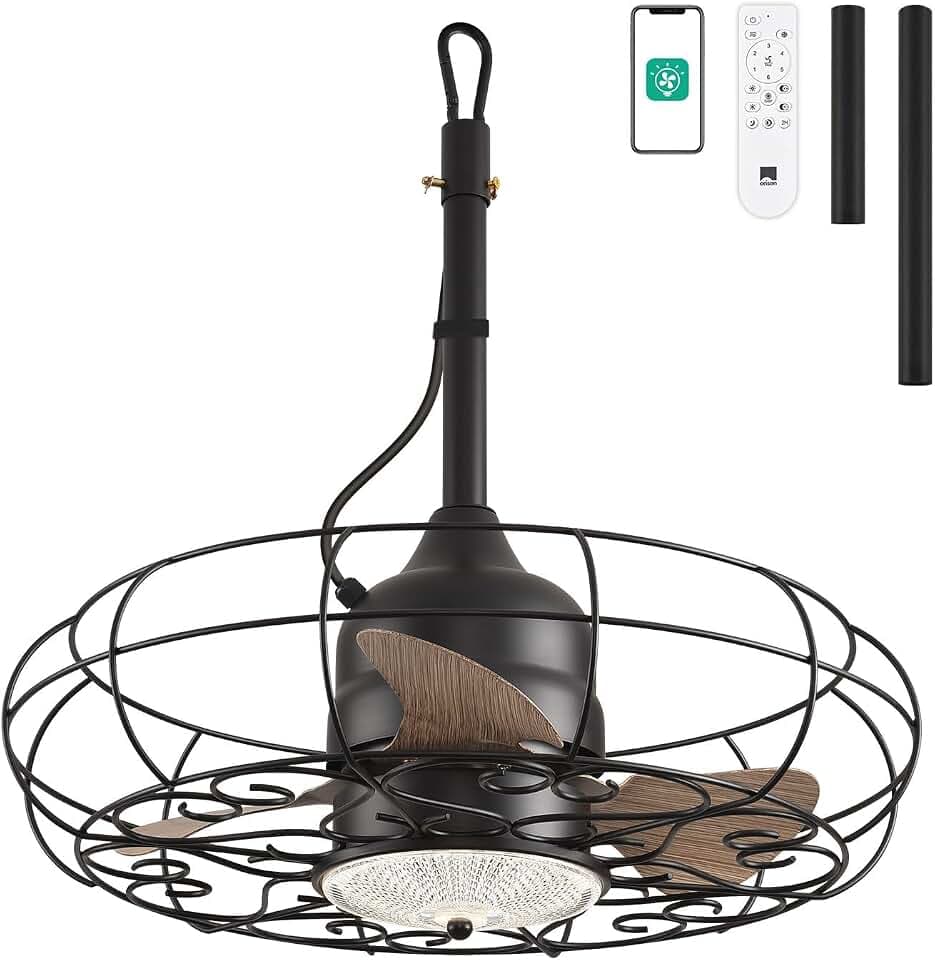 Orison 21" Waterproof Outdoor Ceiling Fan with Light, Plug in Gazebo Fan