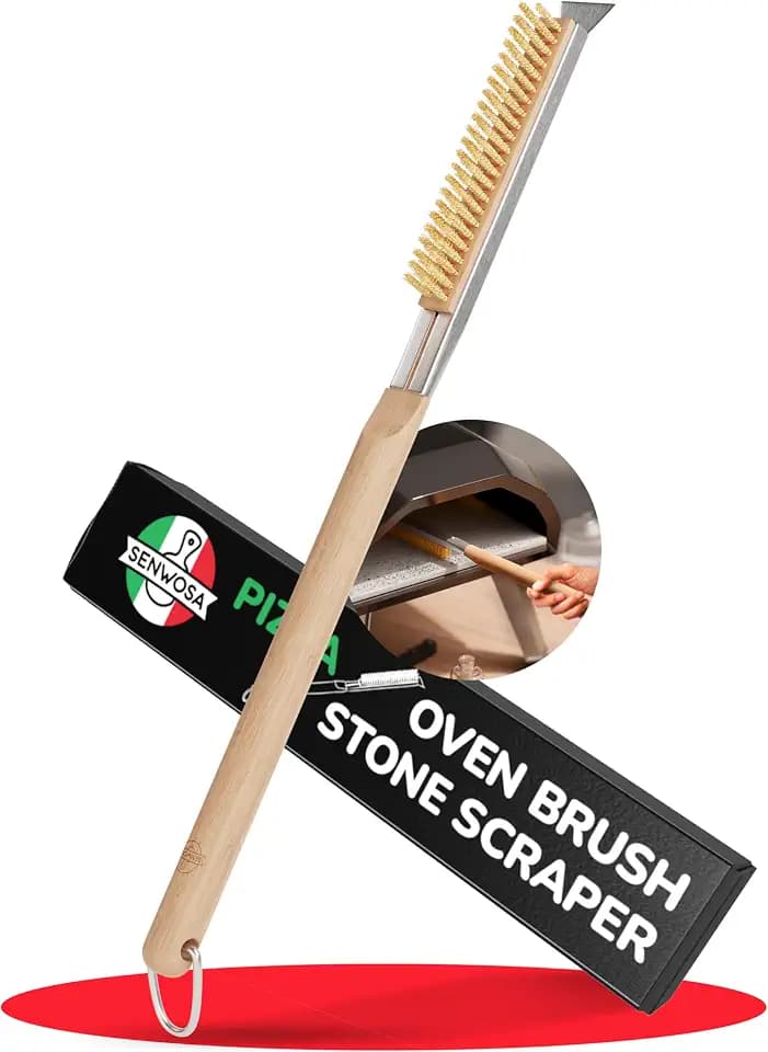 Senwosa Pizzaofen Bürste 56 cm mit Pizzastein-Schaber, Langer Holzgriff