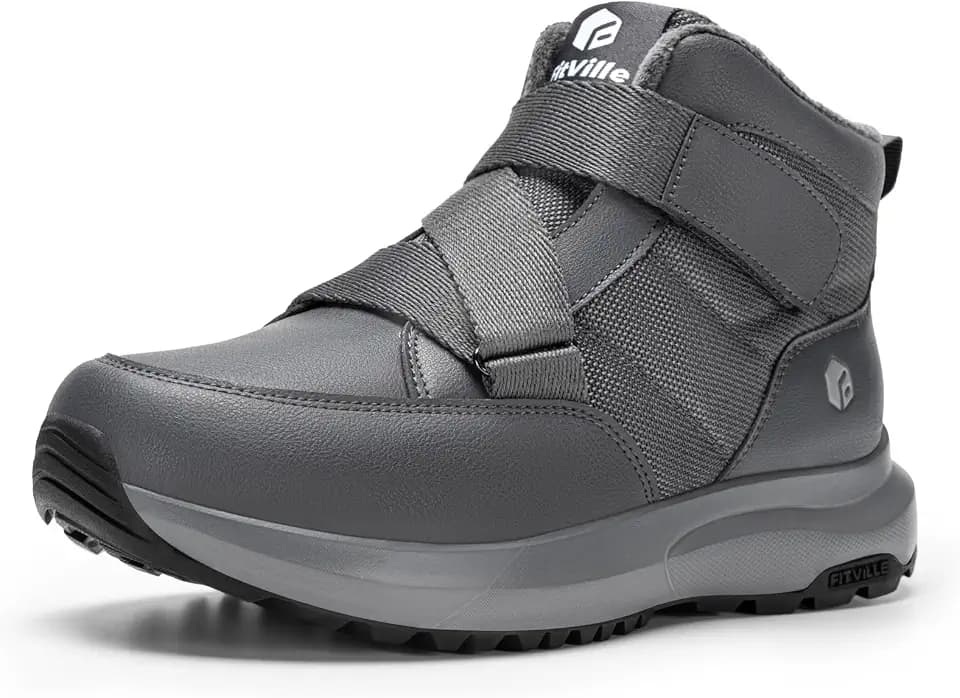 FitVille Winterstiefer Herren Extra Weite Winterschuhe mit Klettverschluss Warme Winterboots Gefütterter Stiefel Rutschfester Schneestiefel Winter Shoes Outdoor CozyCore V16