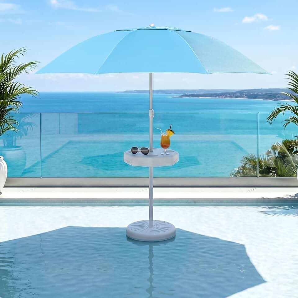 Pool Umbrella for Inside of Pool with Weighted Base & Cup Holder
