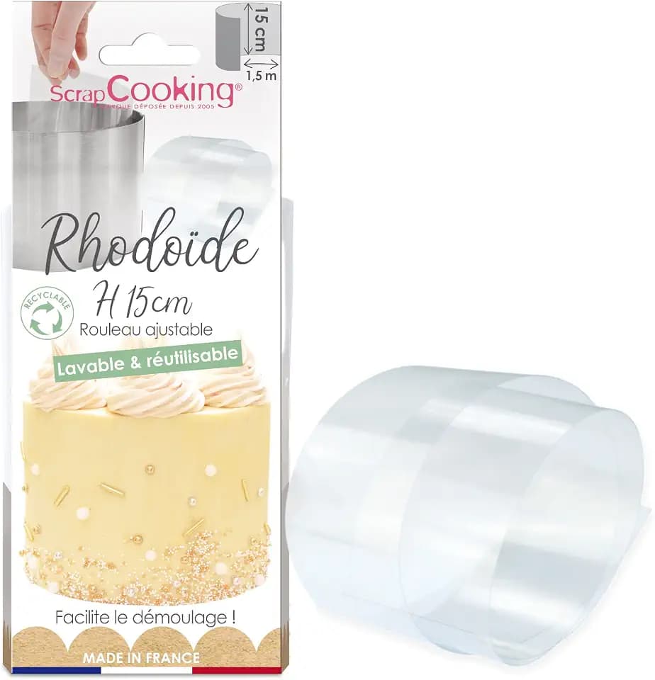ScrapCooking 9426 Rhodoid-Band, Höhe 15 cm x 1,5 m, Rolle Rhodoid, transparent, für Kuchen, Desserts, Mousse, Käsekuchen, Backzubehör