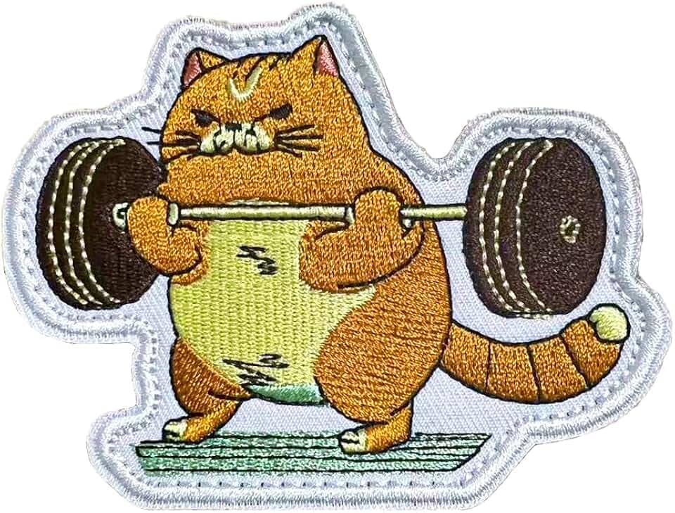 Sport Hanteln Katze Fitness Aufnäher Moral Patches Klett Stickerei Klettverschluss Für Taktische Kleidung Rucksack Baseballkappe Uniform Weste Hundegeschirr