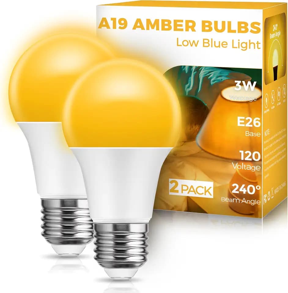 JandCase Amber Light Bulbs, Healthy Sleep,Warm Light Bulbs Blue Light Block