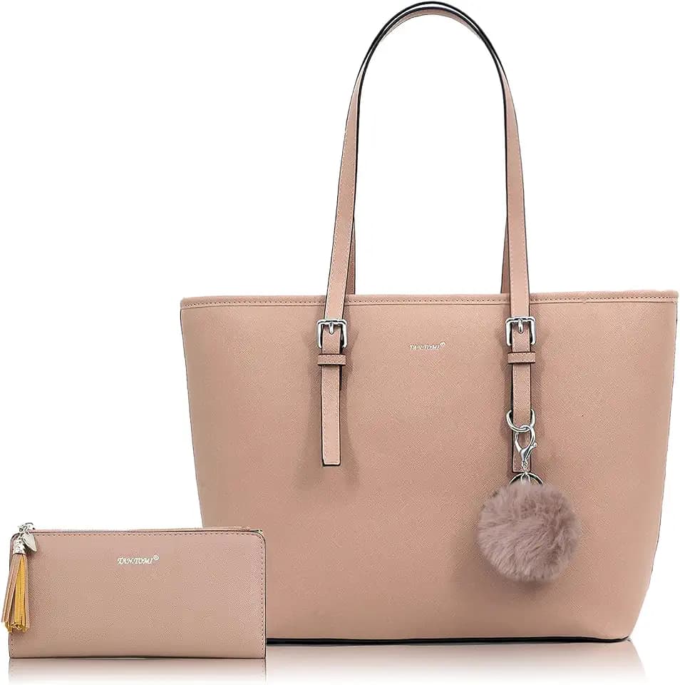 TANTOMI Tote Bag for Women PU Leather Shoulder Handbags Large Work Bag