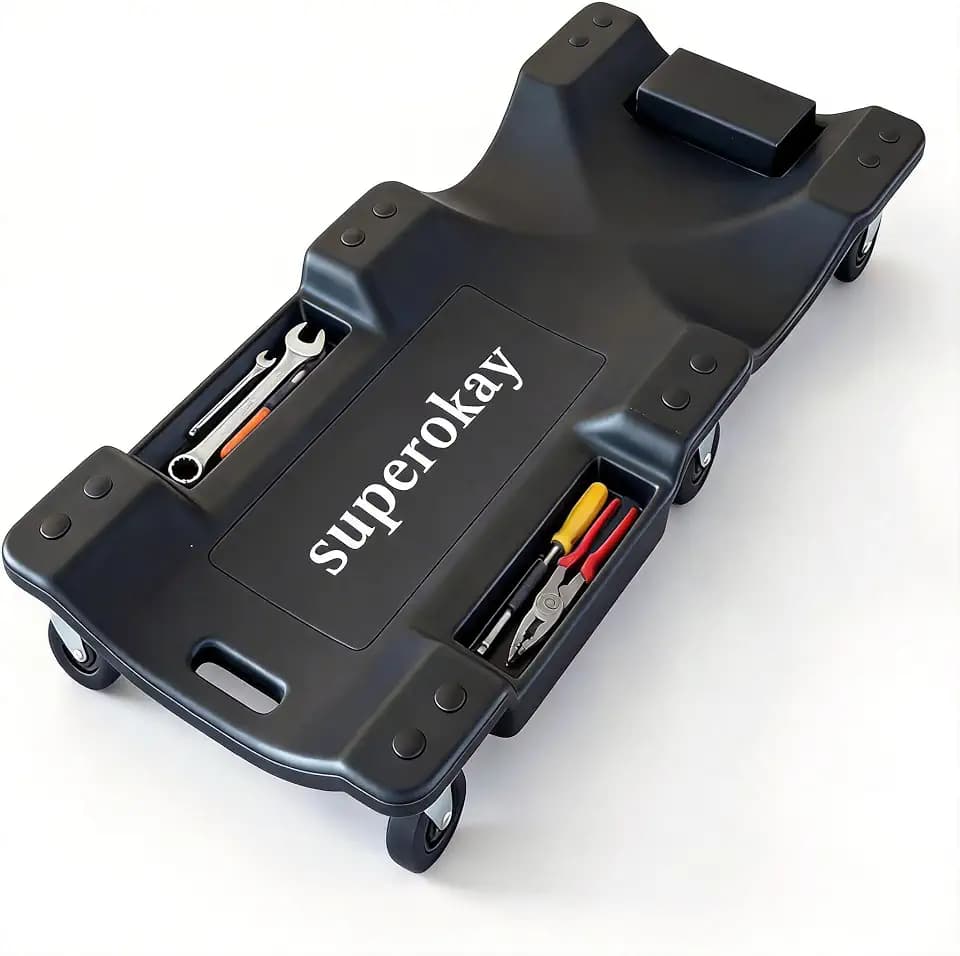 superokay Mechanic Creeper, 40 Inch Low Profile, 350Lbs, 6 Swivel Casters