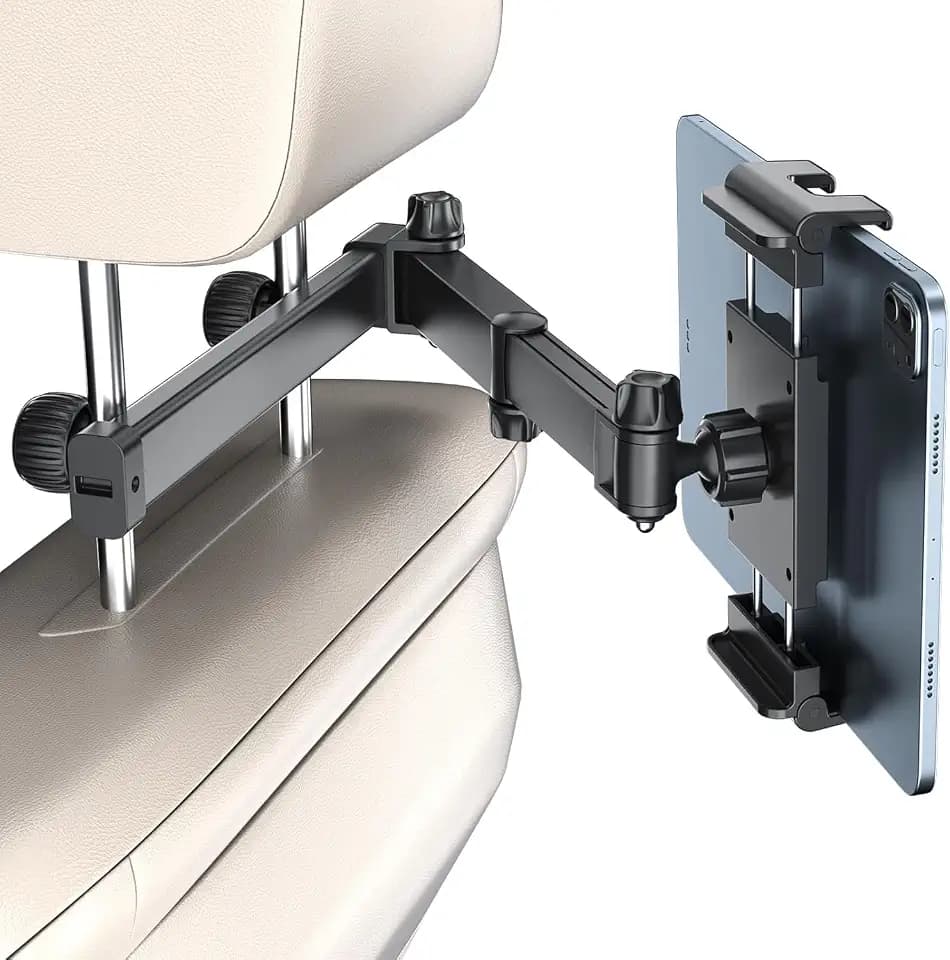 PLDHPRO Tablet Holder for Car Headrest Mount iPad Backseat Foldable Back Seat Stand Compatible 5.5-14.6'' Phones Tablets, Road Travel Essentials for Kids Accessories