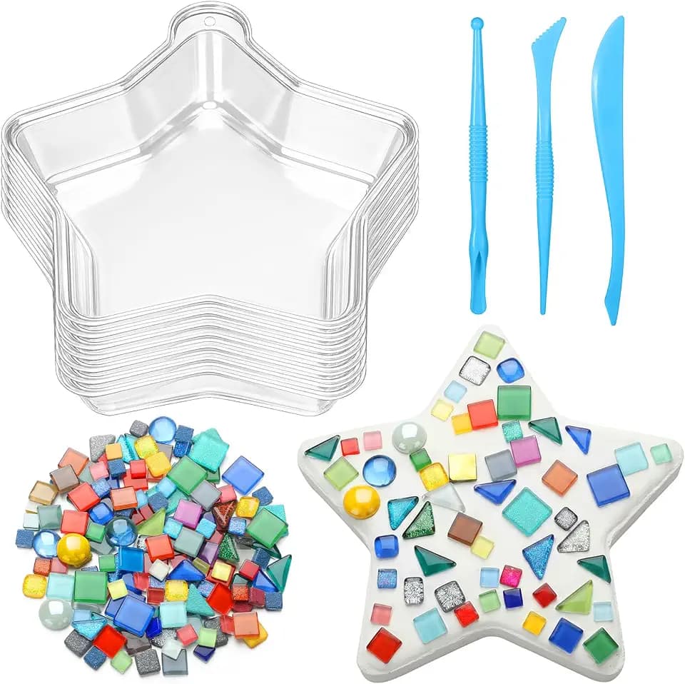 LOYIM 24 Pcs Stepping Stone Mold DIY Craft Kit for Garden, Star, 10 Inch
