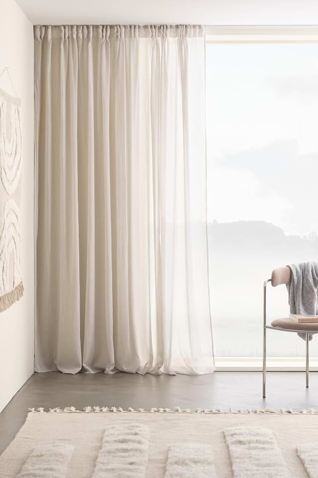 JOTEX Multifunktionsgardine Layer Extrabreite Vorhang 275 cm Polyester-Baumwoll -Mischung, Oeko-TEX® Standard 100 Zertifiziert, bessere Baumwolle - Hellgrau, 1 Stück 275 x 220 cm