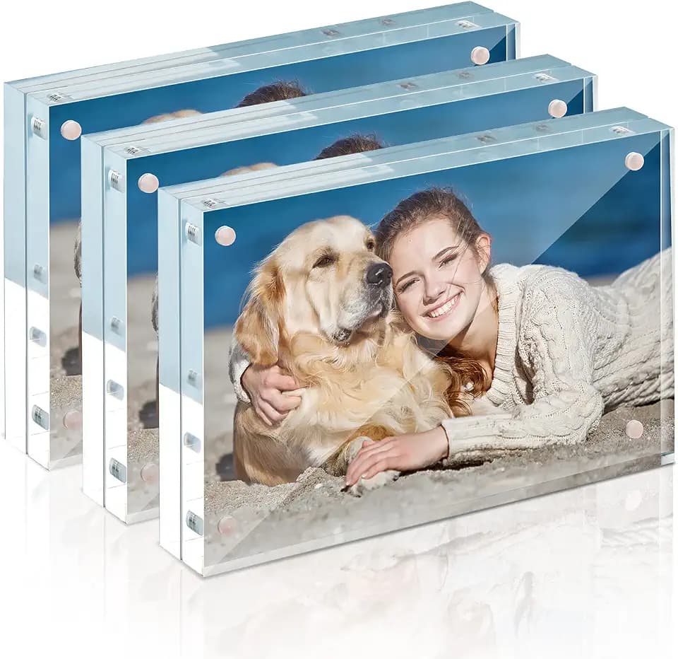 TWING 4x6 Acrylic Frame 3 Pack,20MM Thicker Frameless Clear Picture Frames