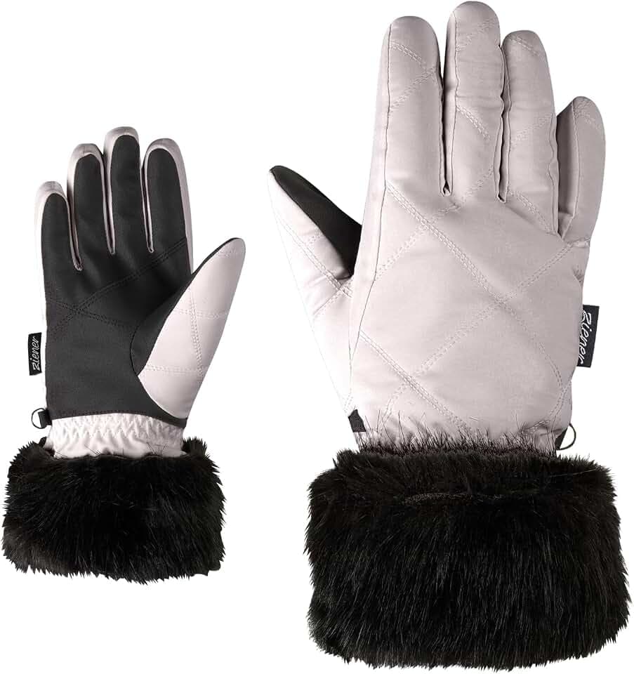 Ziener Damen KWINZ-Z Ski-Handschuhe/Wintersport | Kunstfellbündchen, Thermoshield, wasserabweisend, metallic Silver, 8,5