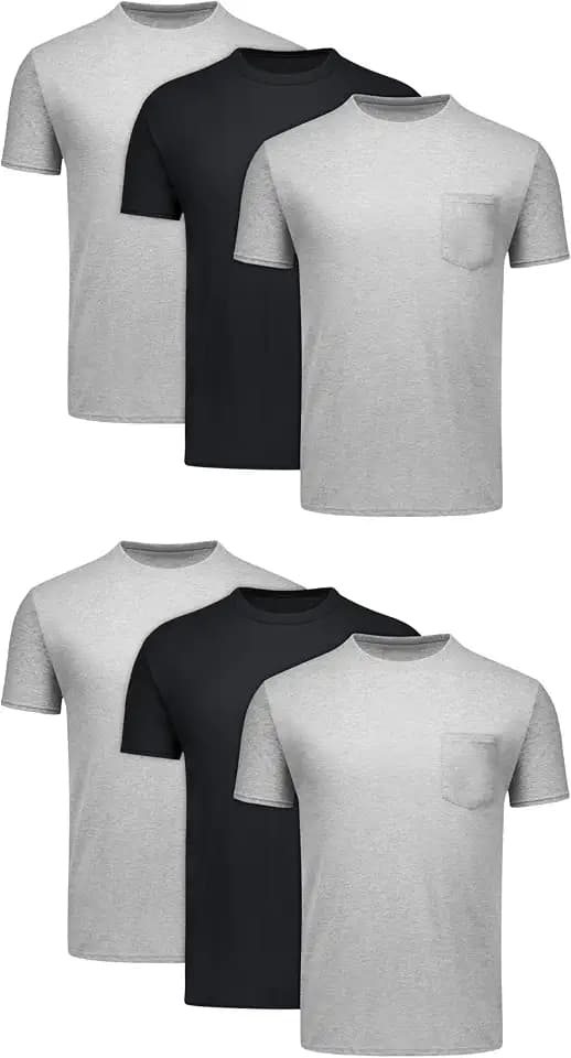 Hanes Men's Pocket T-Shirts - 6-Pack - Cotton Crewneck Tees