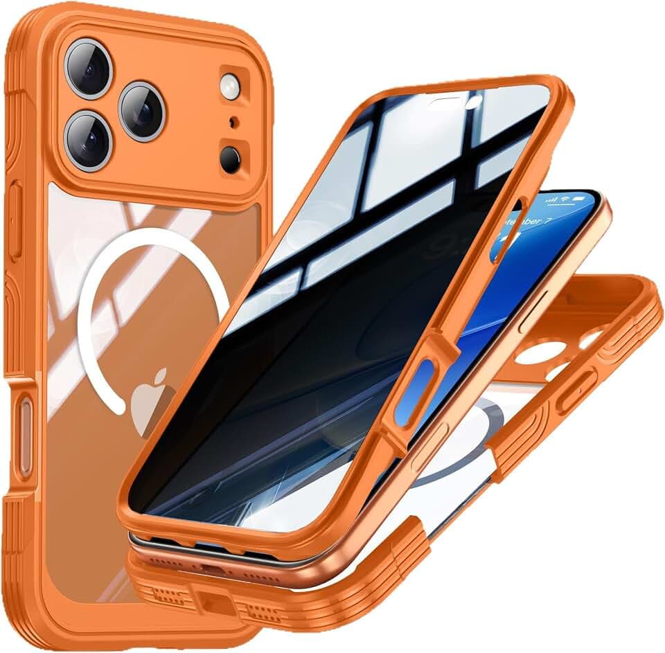 Magnetic Privacy Screen Case for iPhone 17 Pro with Full Body Protection