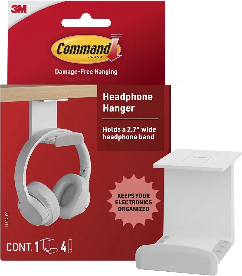 Command Headphone Hanger, 1 Hook, 4 Large Strips