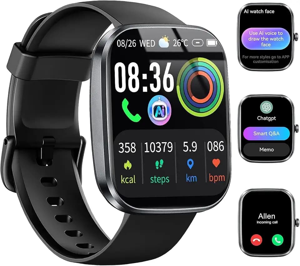 uaue AI Smart Watch with ChatGPT, 1.91" Bluetooth Calling Smartwatch for Men Women, 110+ Fitness Modes Activity Tracker, Sleep/Heart Rate/Calorie Monitor, IP68 Waterproof Step Counter for Android iOS