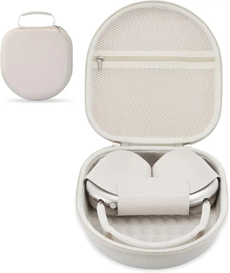Case for Apple Airpods Max 2/ Airpods Max Headphones, Travel Portable Headphone Hard Case Cover Bag, Mesh Pouch with Zipper for Charger and Accessories (Starlight)