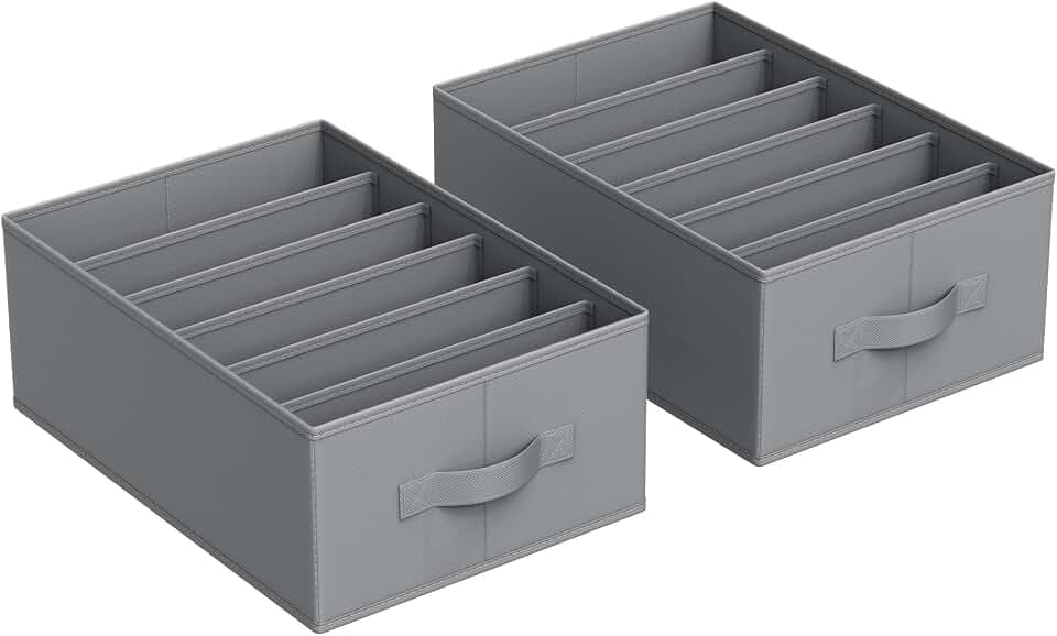 SONGMICS Set of 2 Foldable Wardrobe Clothes Organizers, 6-Compartment