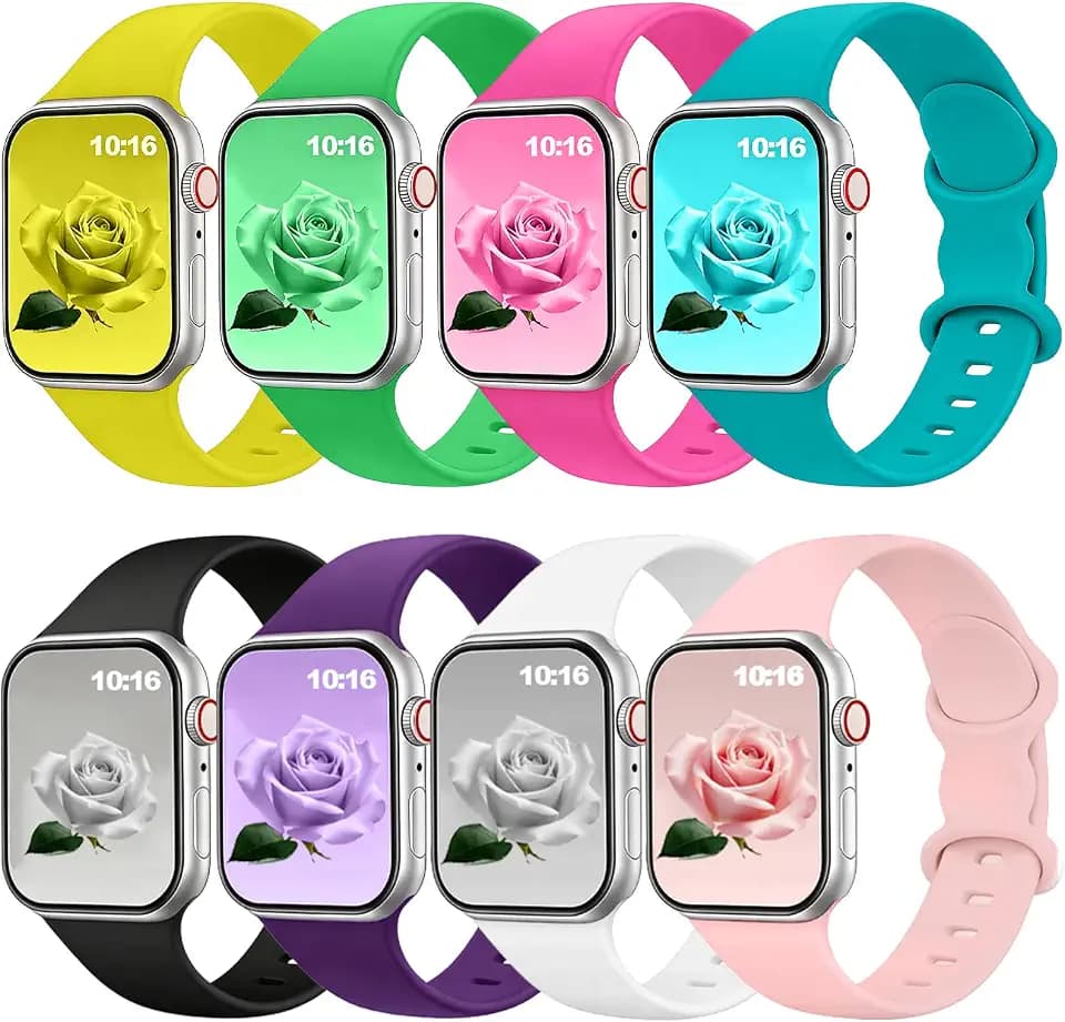 8Pack Silicone Watch Band Compatible with Apple Watch Bands Women Men