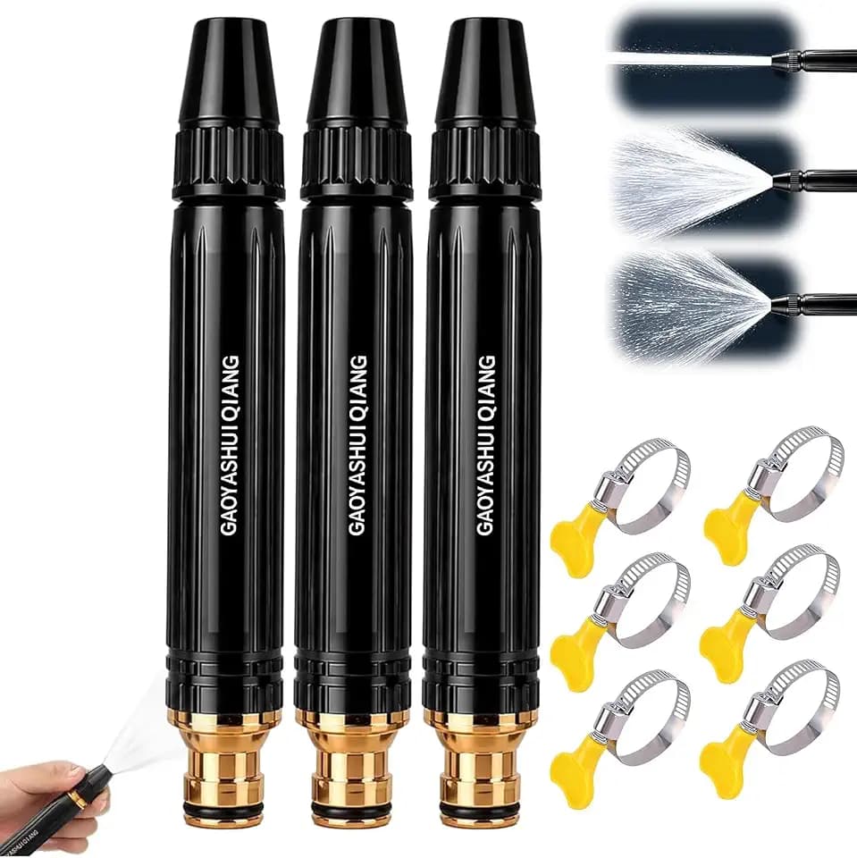 Home High-Pressure Car Wash Water Gun with Booster Nozzle and Hose,High Pressure Power Washer Nozzle with Connector Set, Upgrade Heavy Duty High Pressure Hose Nozzle for Plant Watering Lawn Car