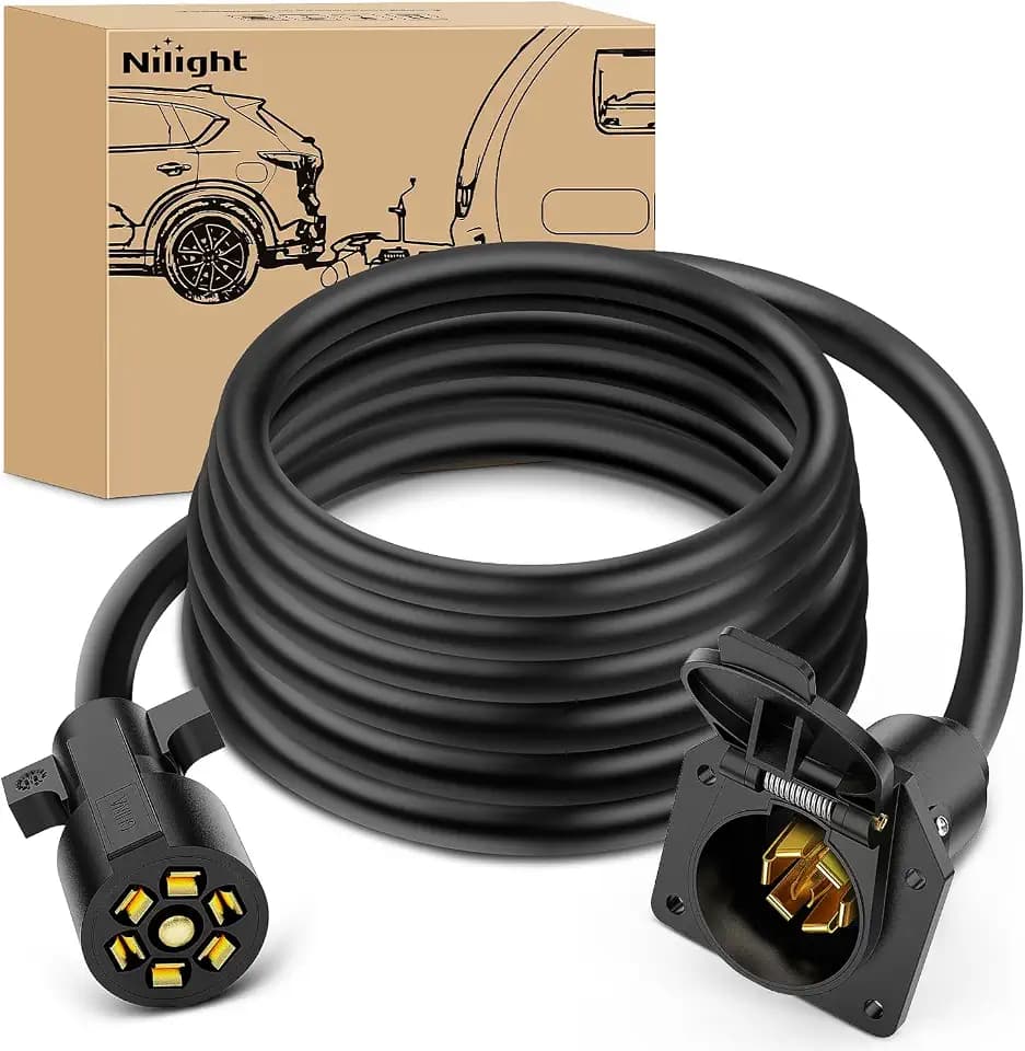 Nilight 7 Way Trailer Plug Extension Cord 12 Feet