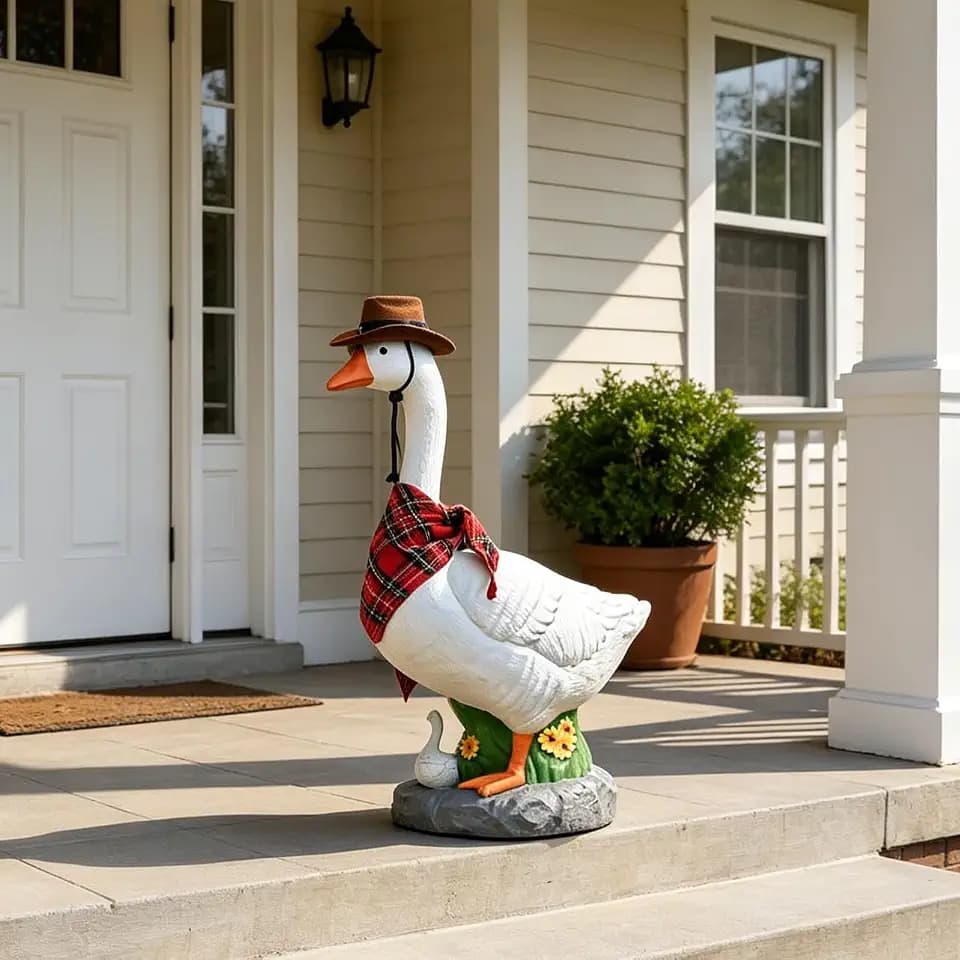 23 Inch Large Porch Goose Statue with a Mini Goose and Five Outfits