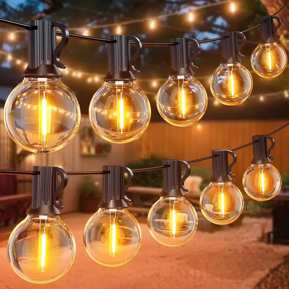 GPATIO Led Lichterkette Außen Strom Outdoor - 45M 150FT 75+2 G40 Glühbirnen Garten Beleuchtung Balkon Lichterketten Aussen IP45 Wasserdicht Pavillon String Lights für Garten Terrasse Party