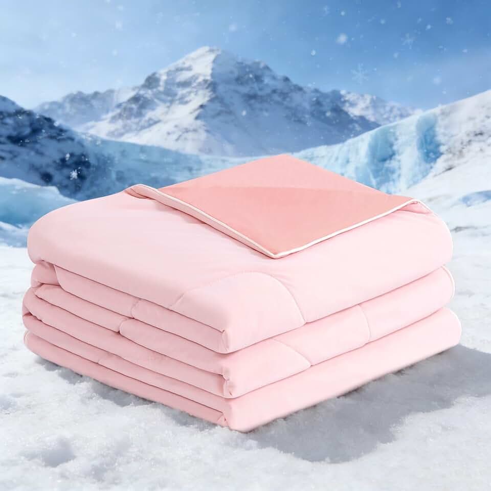 BEAUTEX Cooling Comforter Queen Size Cool Blanket for Hot Sleepers (Pink)