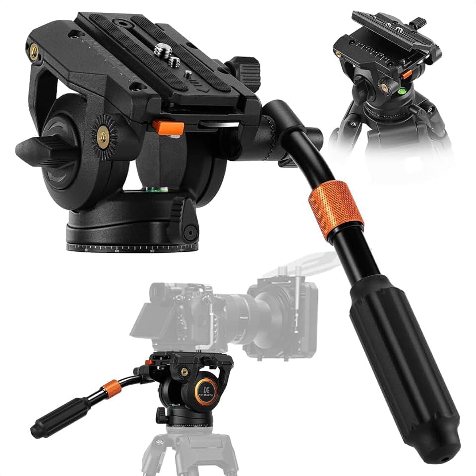 K&F CONCEPT Fluid Videokopf mit Stativkopfhalterung, für 360° Panorama